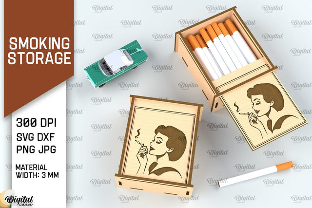 Smoking Storage Box Laser Cut. Cigarette Case SVG Design SVG Evgenyia Guschina 