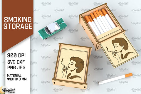 Smoking Storage Box Laser Cut. Cigarette Case SVG Design SVG Evgenyia Guschina 