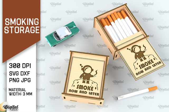 Smoking Storage Box Laser Cut. Cigarette Case SVG Design SVG Evgenyia Guschina 