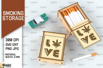 Smoking Storage Box Laser Cut. Cigarette Case SVG Design SVG Evgenyia Guschina 