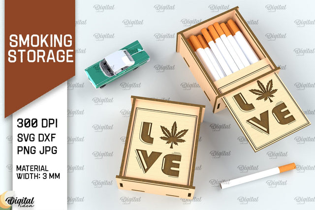 Smoking Storage Box Laser Cut. Cigarette Case SVG Design SVG Evgenyia Guschina 