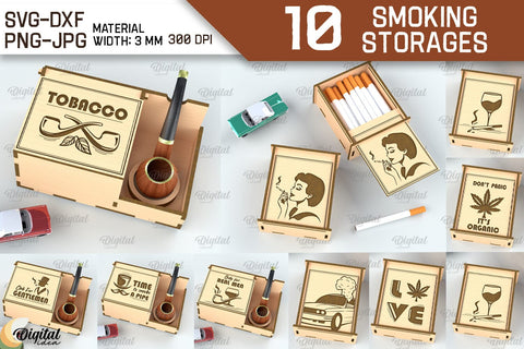 Smoking Storage Boxes Laser Cut Bundle. Cigarette Cases SVG SVG Evgenyia Guschina 