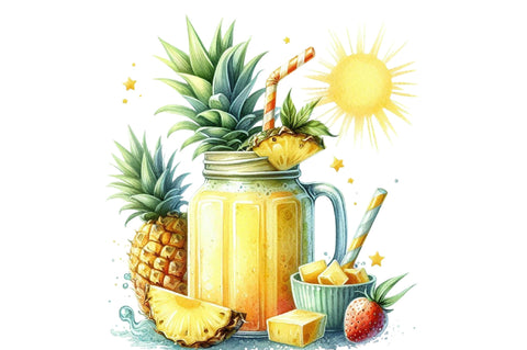 Smoothie Watercolor Clipart Sublimation SVGista 