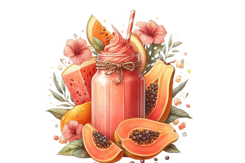Smoothie Watercolor Clipart Sublimation SVGista 