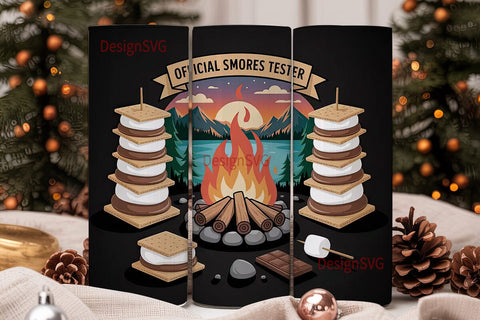 S'mores Campfire 20oz Tumbler Wrap Sublimation DesignSVG 