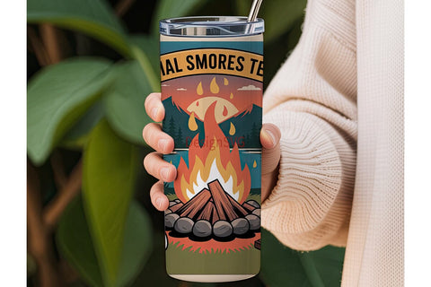 S'mores Campfire 20oz Tumbler Wrap Sublimation DesignSVG 