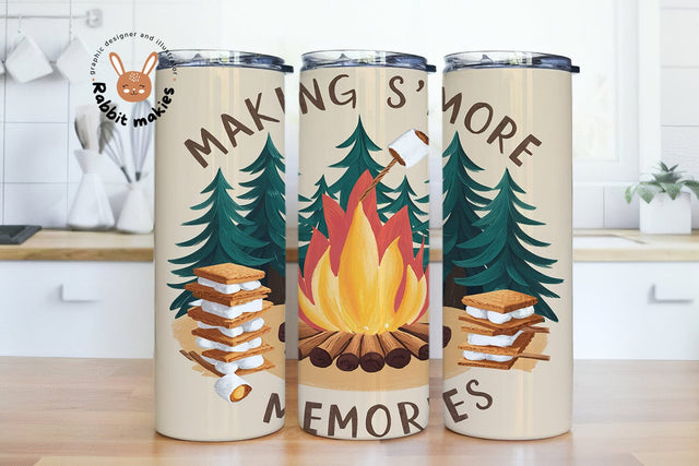 Smores Camping Tumbler Wrap PNG, 20 Oz Skinny Sublimation Tumbler PNG, Making S'mores Memories Design Digital File Download Sublimation Rabbitmakies 