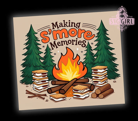 S'mores Tumbler, Camping Memories, 20oz Wrap Design, Sublimation PNG, Outdoor Adventure, Summer Fun, Custom Tumbler Sublimation SvggirlplusArt 