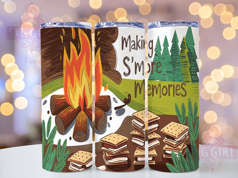 S'mores Tumbler, Camping Memories, 20oz Wrap Design, Sublimation PNG, Outdoor Adventure, Summer Fun, Custom Tumbler Sublimation SvggirlplusArt 
