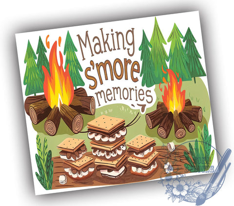 S'mores Tumbler Wrap, Camping Tumbler Design, 20oz Skinny Tumbler, Sublimation PNG, Making Memories Tumbler, Outdoor Drinkware, Summer Camping Decor Sublimation ToriDesigns 