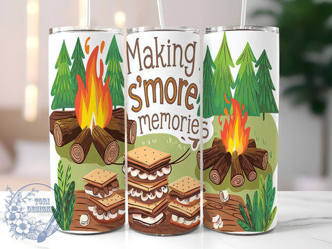 S'mores Tumbler Wrap, Camping Tumbler Design, 20oz Skinny Tumbler, Sublimation PNG, Making Memories Tumbler, Outdoor Drinkware, Summer Camping Decor Sublimation ToriDesigns 