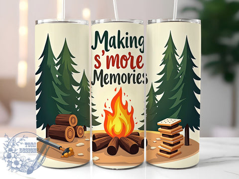 S'mores Tumbler Wrap, Camping Tumbler Design, 20oz Skinny Tumbler, Sublimation PNG, Making Memories Tumbler, Outdoor Drinkware, Summer Camping Decor Sublimation ToriDesigns 