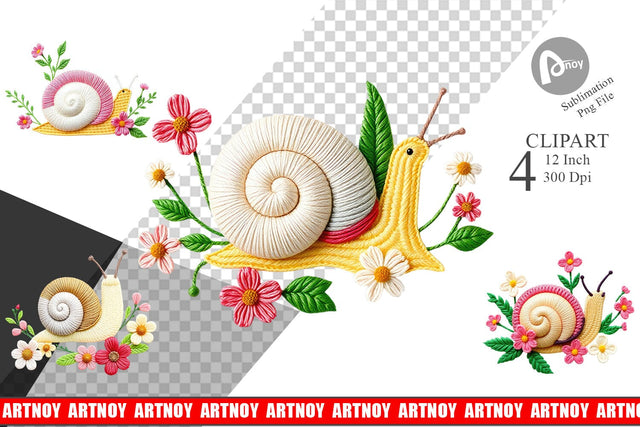 Snail Embroidery Clipart Sublimation artnoy 