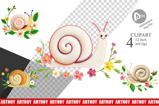 Snail Embroidery Clipart Sublimation artnoy 
