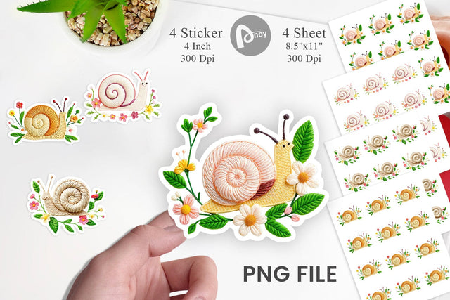 Snail Embroidery Sticker Sublimation artnoy 