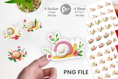 Snail Embroidery Sticker Sublimation artnoy 