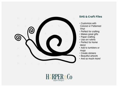 Snail Outline SVG PNG Cut EPS File SVG HarperNCo 