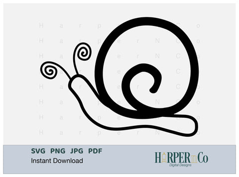 Snail Outline SVG PNG Cut EPS File SVG HarperNCo 