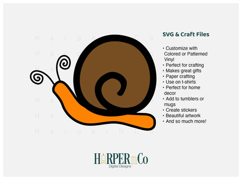 Snail SVG PNG Cut EPS File SVG HarperNCo 