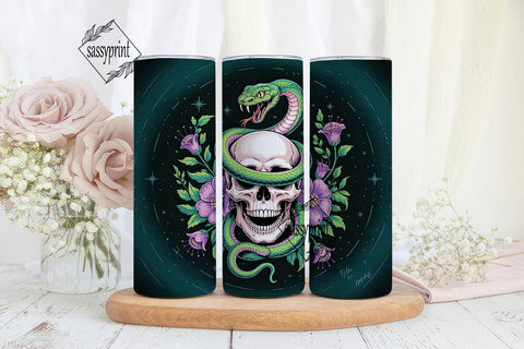 Snake and Skull Floral Tumbler Wrap Sublimation sassyprint 