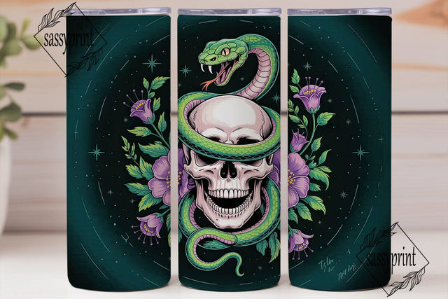 Snake and Skull Floral Tumbler Wrap Sublimation sassyprint 