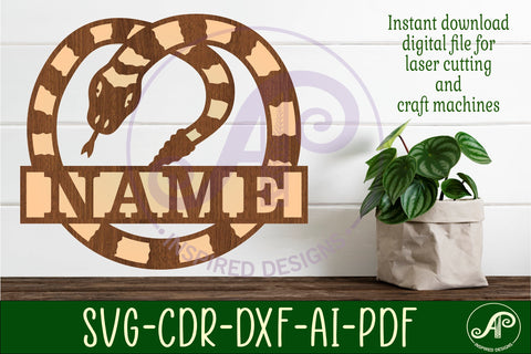 Snake name sign svg laser cut file SVG APInspireddesigns 