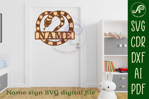 Snake name sign svg laser cut file SVG APInspireddesigns 