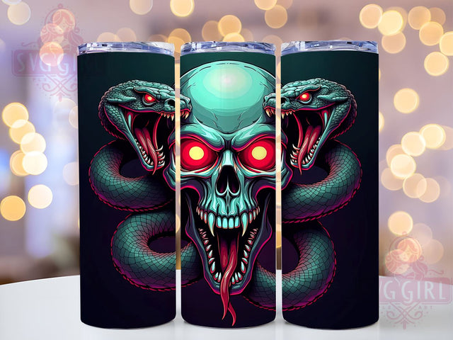 Snake Skull, Skull Design, 20oz Tumbler, Tumbler Wrap, Sublimation Design, Spooky Tumbler, Gothic Tumbler Sublimation SvggirlplusArt 