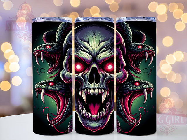 Snake Skull, Skull Design, 20oz Tumbler, Tumbler Wrap, Sublimation Design, Spooky Tumbler, Gothic Tumbler Sublimation SvggirlplusArt 