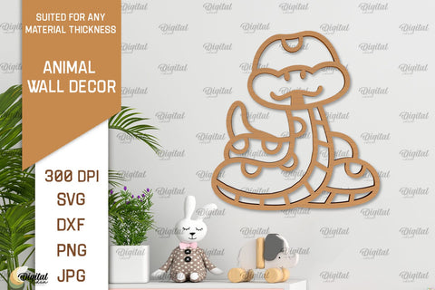 Snake Wall Decor Laser Cut. Baby Animals Wall Art SVG SVG Evgenyia Guschina 
