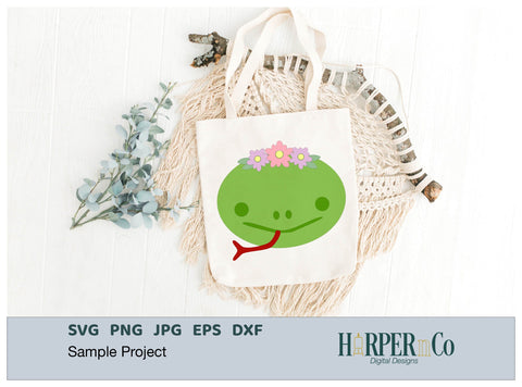 Snake with Bows and Flowers SVG PNG Cut EPS File SVG HarperNCo 