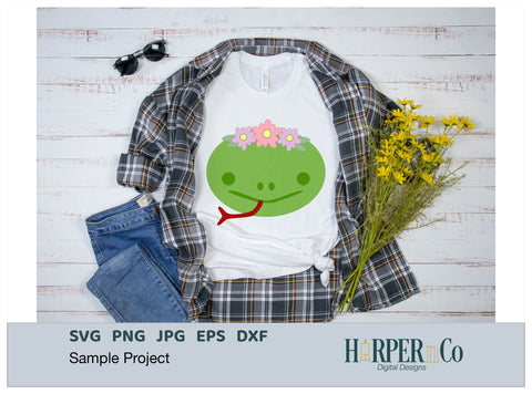 Snake with Bows and Flowers SVG PNG Cut EPS File SVG HarperNCo 