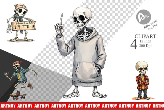 Snarky Skeleton 2 Clipart Sublimation artnoy 
