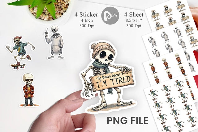 Snarky Skeleton 2 Sticker Sublimation artnoy 