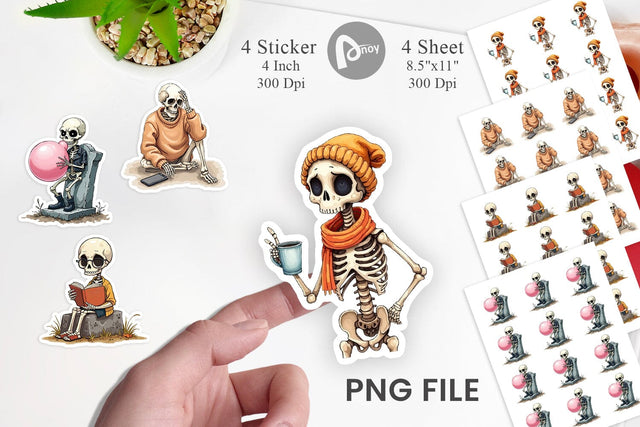 Snarky Skeleton 2 Sticker Sublimation artnoy 