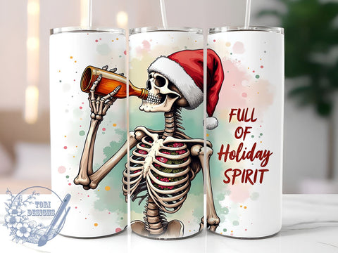 Snarky Skeleton, Holiday Spirit, Sarcastic Christmas, Skeleton Tumbler, Sublimation Design, Unique Holiday Gift, Funny Drinkware, Halloween Meets Christmas Sublimation ToriDesigns 