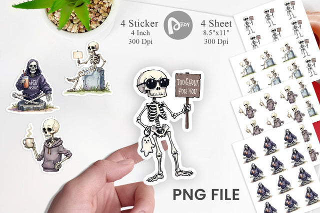 Snarky Skeleton Sticker Sublimation artnoy 