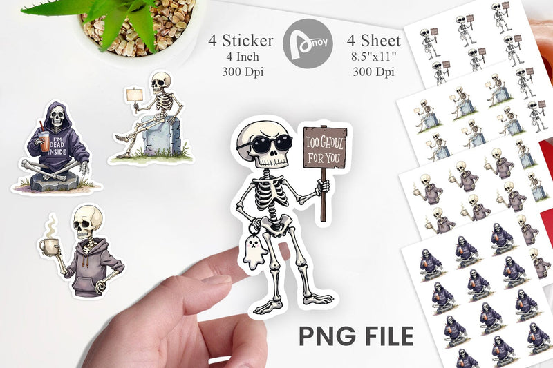 Snarky Skeleton Sticker Sublimation artnoy 
