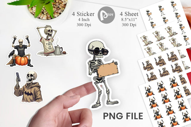 Snarky Skeleton Sticker Sublimation artnoy 