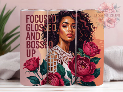 Snarky Woman Bossed Up 20oz Tumbler Wrap, Bossed Up, Glossed Style, Focused Attitude, Sassy Wrap, 20oz Tumbler Wrap, Sublimation PNG Sublimation Li Zamperini 