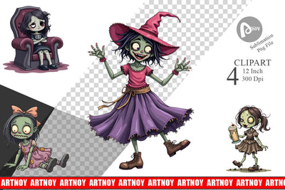 Snarky Zombie Doll Clipart Sublimation artnoy 