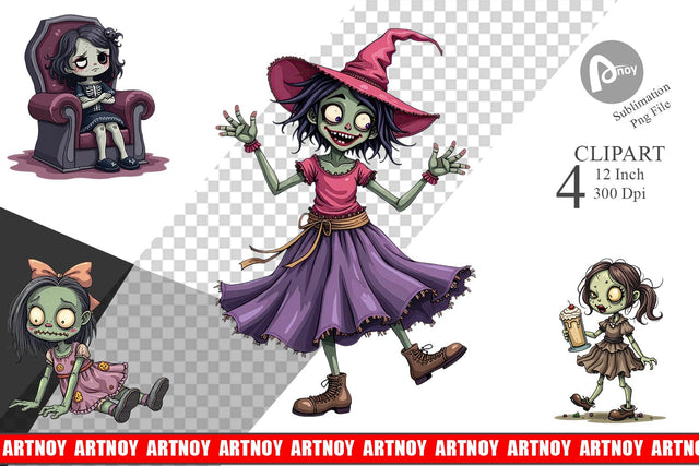 Snarky Zombie Doll Clipart Sublimation artnoy 