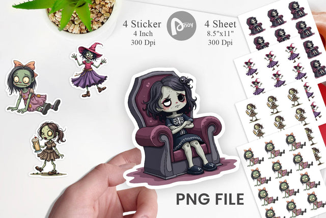 Snarky Zombie Doll Sticker Sublimation artnoy 