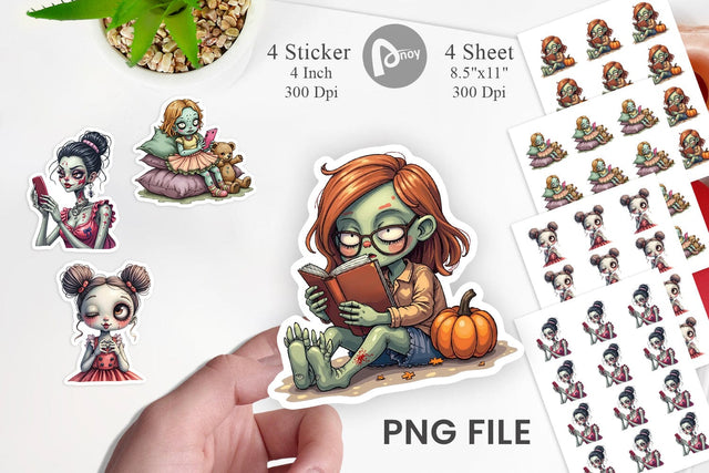 Snarky Zombie Doll Sticker Sublimation artnoy 