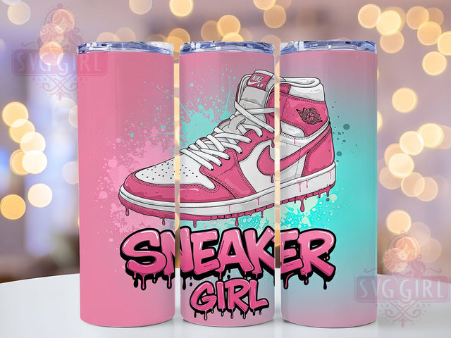 Sneaker Girl Fashion Tumbler, Pink Shoe PNG, 20oz Sublimation Wrap, Girly Streetwear Design, Cute Sneaker Cup, Fashion Tumbler Wrap, Trendy Teen Girl Gift Sublimation SvggirlplusArt 
