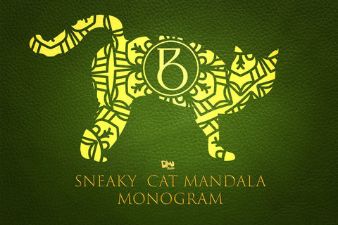 Sneaky Cat Mandala Monogram Font Dm Letter Studio 