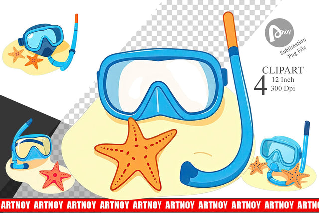 Snorkel Mask Clipart Sublimation artnoy 