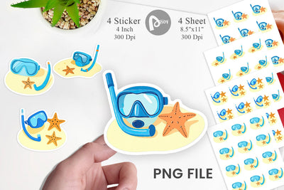 Snorkel Mask Sticker Sublimation artnoy 