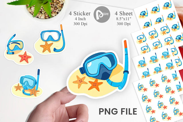 Snorkel Mask Sticker Sublimation artnoy 