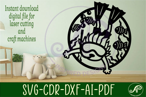 Snorkeling boy wall art sign, SVG file. SVG APInspireddesigns 